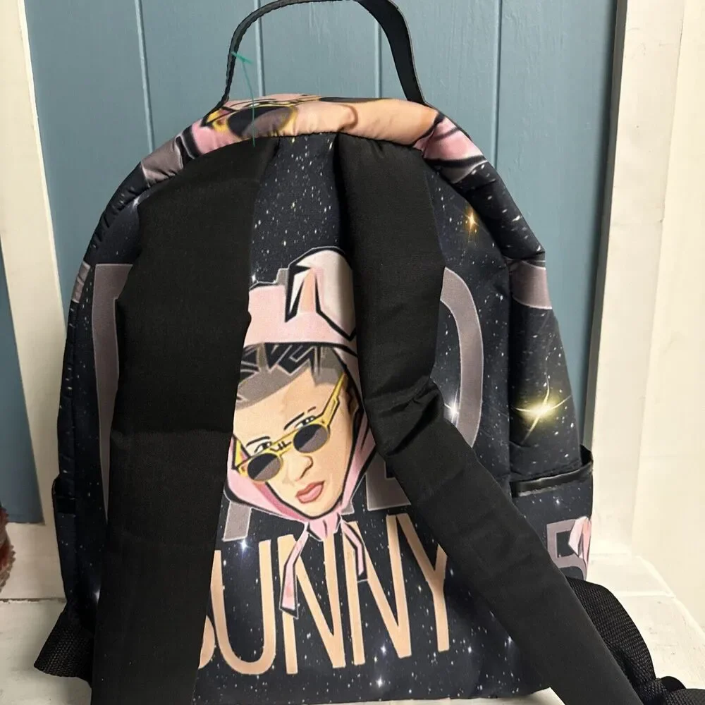 Trendy‎ Cartoon School Backpack Travel Bag BookBag Rapper Bad Bunny Hip Hop